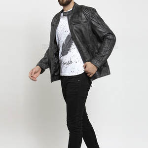 Nouveaux arrivages de veste en cuir pour hommes Veste en cuir à séchage rapide pour hommes Veste en cuir pour hommes bon marché - Product Image 4