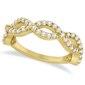 Anillo de Oro Amarillo de 14k con Diamantes de Infinito Trenzado Semi-Eternity de 0.60ct - Product Image 1