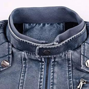High Quality Custom Logo Men's Denim Jacket OME Casual Streetwear Riding <b>Coats</b> with Stand Collar for Daily Use Riding Adventures - Product Image 5