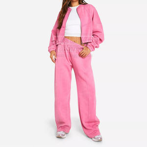 Chándales lavados con ácido para correr con logotipo personalizado, chándales lavados con ácido estilo algodón a rayas de doble color de calidad superior para mujer - Product Image 1