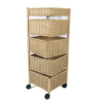 Chariot de rangement moderne en rotin PE, étagère de cuisine rotative multi-niveaux sur pied, organisateur de produits divers et de collations de style pastoral