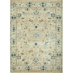 Tapis en laine noué à la main Savana beige et marron, motif floral-abstrait, pour couloir et entrée, forme puzzle rectangulaire LSW-03 - Product Image 1