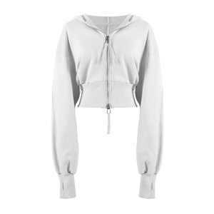 Venta al por mayor recortada Sudadera CON CAPUCHA DE LAS MUJERES Zip Up manga larga sudaderas con capucha Casual moda entrenamiento Crop Top chaqueta con capucha - Product Image 3