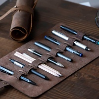 Estuche Enrollable para Lápices de Cuero Genuino Artesanal, 9 Ranuras, Regalo para Estudiantes, Portaplumas, Porta Marcadores, Pinceles de Maquillaje, Lápices de Dibujo