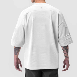 Custom Oversized Football T Shirt Men White <b>Mesh</b> Breathable V Neck Streetwear Training <b>Top</b> - Product Image 6