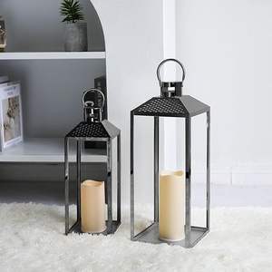 Candelabro de vela decorativo con acabado de níquel y Metal de acero inoxidable antiguo, adorno de Navidad, candelabro, farol, portalámparas - Product Image 3