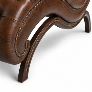 Chaise longue Chesterfield moderne de luxe en cuir véritable, fauteuil capitonné fait main, couleur personnalisée, garantie 5 ans, salon - Product Image 2