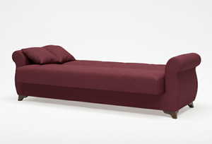 Sofá Cama Elegante Extensible Convertible con Almacenamiento, Estructura de Madera Maciza, Tapicería de Tela Estilo Europeo, Respaldo Acolchado, Brazos Rectos - Product Image 3