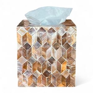 Caja de Pañuelos de Nácar, Accesorio Decorativo Hecho a Mano con Incrustaciones de Concha para Decoración de Lujo - Product Image 2