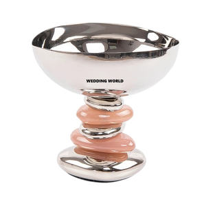 Bol à chocolat en acier inoxydable de forme ronde classique d'aspect de qualité supérieure avec support de couleur pêche nouveau bol à chocolat en métal de luxe fait à la main - Product Image 1