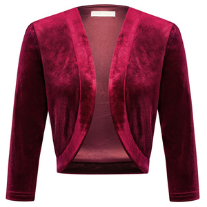 Encogimiento <span class=keywords><strong>de</strong></span> hombros <span class=keywords><strong>de</strong></span> terciopelo Vintage personalizado para mujer, manga 3/4, dobladillo Irregular frontal abierto, Bolero <span class=keywords><strong>de</strong></span> invierno para mujer - Product Image 2