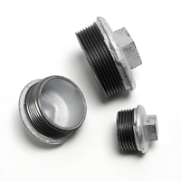 Bouchon fileté en fonte malléable galvanisé zingué DN15, filetage BS/NPT, pression de service 1,6 MPa, classe de tuyauterie 1000