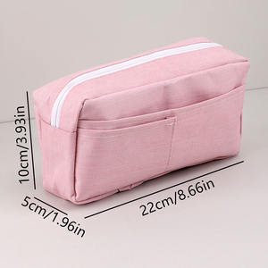 संगठन और शैली के लिए विभिन्न रंग प्रीमियम उत्पाद में बड़ी क्षमता डबल-लेयर कैनवास पेंसिल केस - Product Image 6