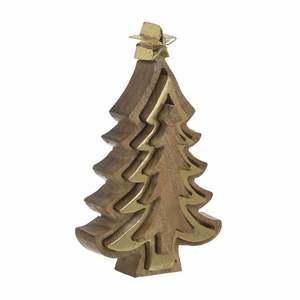 Wooden <b>Christmas</b> tree with lights and star <b>topper</b> designed for warm cozy home interiors and festive seasonal decorations - Product Image 5