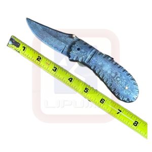 Couteau de chasse en acier Damas de qualité industrielle fait main, étui en cuir de vachette cousu à la main, boucle de ceinture, personnalisable OEM, garantie 3 ans - Product Image 6