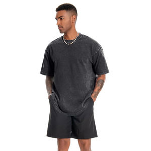 Camisetas de algodón lavado con ácido para hombres, ropa de calle informal de moda, Material de algodón 100% - Product Image 5