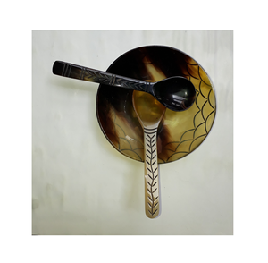 Cuillère et bol en corne de buffle de haute qualité dernière conception artisanat vaisselle en corne naturelle utilisé cuillère à dessert bol de service - Product Image 1