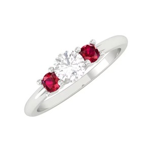Bague Trilogie en Rubis, Diamant de Laboratoire 0,40 Ct F-SI2, Rubis Rouge 0,80 Ct Poli, Monture Trilogie en Or Massif 14K, Produit Personnalisable - Product Image 1