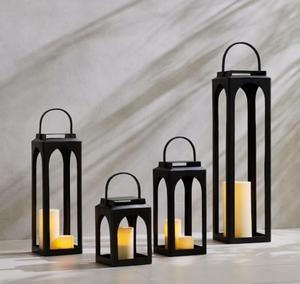 Linternas de aluminio fundido de nuevo diseño recubiertas de negro para el hogar y la boda iluminación de mesa decoración linternas de velas - Product Image 2