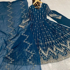 Robe de Renard Georgette Shalwar Kameez Entièrement Cousue pour Adultes Manches Complètes avec Costume de Mariage Dupatta Assorti - Product Image 1