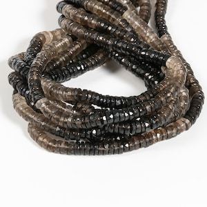 Perles de coupe de pierres précieuses en quartz fumé perles en forme de disque à facettes brin 7-8mm perles de guérison perles de pierres précieuses pour la fabrication de bijoux - Product Image 4