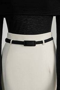 Luxury <b>White</b> Color ADELA MAXI <b>SKIRT</b> Rayon Spandex Woven Fabric Women's <b>Skirts</b> With Belt Manufacturing Company WHITEANT - Product Image 2