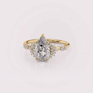 Bague de fiançailles en or jaune 18 carats avec diamant de poire cultivé en laboratoire solitaire - Product Image 1