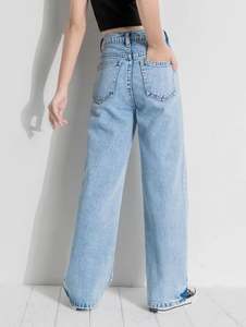 Light <b>Blue</b> <b>Women's</b> Casual <b>Jeans</b> Slim Fit Ladies <b>Jeans</b> Pants High Quality Basic Loose Wide Leg Denim Pants For <b>Women</b> - Product Image 3