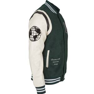 Chaqueta de béisbol con mangas de cuero y lana para hombre personalizada, chaqueta universitaria personalizada con cuello y puños de punto - Product Image 2