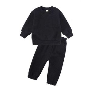 Venta al por mayor de alta calidad niños pulóver con capucha y pantalones de chándal Jogger conjunto de chándal de dos piezas - Product Image 6