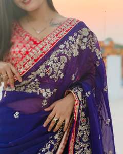 New Designer Silk Georgette Embroidery Work with Jeri Work Women's Formal Party Saree Collection - Product Image 4