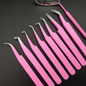 Juego de pinzas para pestañas profesionales de 8 Uds., puntas dentadas/lisas/dentadas de acero inoxidable, Aplicación de pestañas de precisión personalizable - Product Image 2