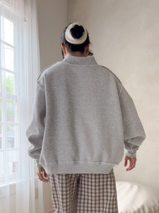OEM Oversized Mockneck Sweatshirt Custom Logo High Quality Solid Embroidered Cotton Mock Neck Sweatshirt <b>Pilates</b> - Product Image 3