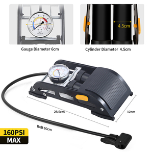 <span class=keywords><strong>Pompe</strong></span> à <span class=keywords><strong>pied</strong></span> haute pression portable BAIMEI 160 PSI avec manomètre, étanche et durable pour voitures/motos - Matériau en alliage d'acier - Product Image 2