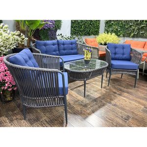 Groupe de sièges de balcon et de jardin Milano avec service à thé pour divertissement en plein air - Product Image 1