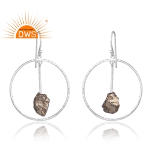 Pendientes de piedras preciosas de pirita Natural de Plata de Ley 925, joyería personalizada para mujer, regalo para ella - Product Image 1