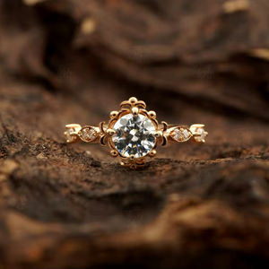 แหวนหมั้นทอง18K ทำด้วยมือสไตล์วินเทจของขวัญวันครบรอบปีที่ดีแบบดั้งเดิมไม่มีสี - Product Image 1