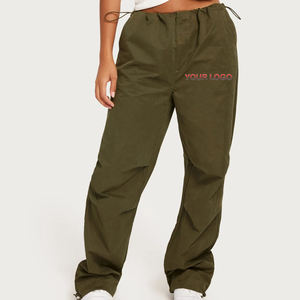 กางเกงวอร์มขากว้างกันน้ำน้ำหนักเบาพิมพ์ลายโลโก้ได้ตามต้องการ100% กางเกงวิ่งกันลมขาตรงแบบลำลอง - Product Image 1