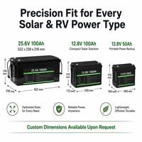 Paket Baterai LiFePO4 24V 100Ah Siklus Dalam Baterai Lithium Iron Phosphate untuk Penyimpanan Energi Surya RV Kelautan Golf ESS OEM ODM