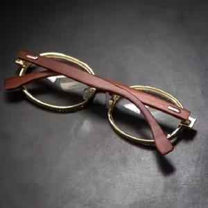 Lunettes de soleil vintage rondes en moissanite de luxe pour hommes et femmes Lunettes ovales en cristal et bois Lunettes de mode Bijoux hip hop - Product Image 6