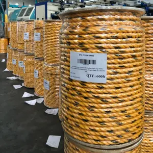 PP 3 Strand Twisted Yellow and Black Twisted Polypropylene Barrier Rope in wooden drums Fencing Marking Ropes Factory India