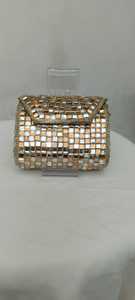 Sac à main en métal design le plus récent, mosaïque argentée, sac à main pour femme, pochette unique plaquée or, pochette de luxe pour femme, design créatif pour mariage - Product Image 5