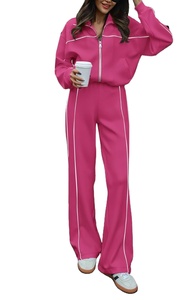 Solid Color Cotton 2 Piece <b>Sweat</b> <b>Set</b> Crop Hoodies Joggers Pants Tracksuits for Women 2026 - Product Image 4