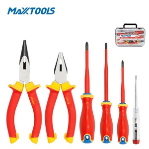 Maxxtools MV-36 VDE Isoliertes 6-teiliges Elektriker-Sicherheitswerkzeugset Zangen Schraubendreher Spannungsprüfer Kunststoffkoffer (OEM) - Product Image 1