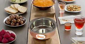 Ensemble de vaisselle martelée durable en acier inoxydable et cuivre Bol de service et soupières faits à la main pour légumes et currys - Product Image 5