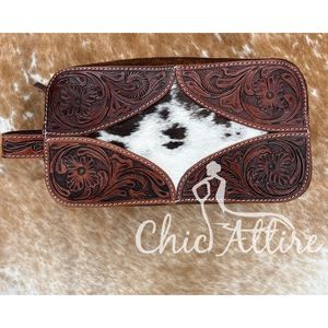 Nouveau sac cosmétique de voyage en cuir repoussé de cheveux en gros de haute qualité sac organisateur de maquillage en cuir véritable occidental pour femmes - Product Image 1