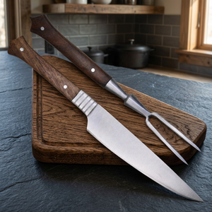Juego de Cuchillos de Cocina Medievales, Tenedor y Cuchillo, Hojas de Acero al Carbono, Mangos de Madera, Hechos a Mano, Aptos para Lavavajillas - Product Image 2