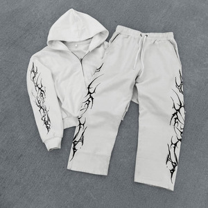 OEM Vêtements de rue pour hommes de haute qualité 100% coton Flare sérigraphié Survêtement surdimensionné avec capuche Plus Size Option - Product Image 1