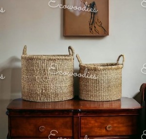 Bamboo <b>Storage</b> Baskets with Handles Home Decorative Clothing Organizers for Living Room or Wardrobe - Product Image 2