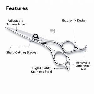Tijeras de Peluquería Profesionales de 6.5 Pulgadas, Acero Inoxidable, para Salón y Barbería, con Empuñadura Desplazada, Tijeras de Precisión para Diestros - Product Image 4